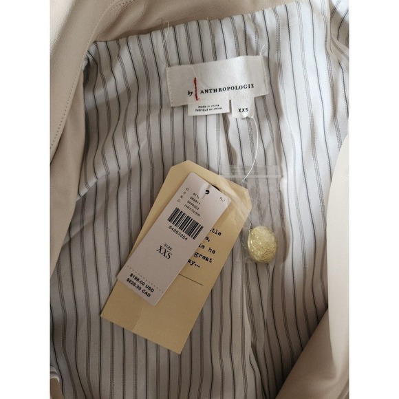 NWT By Anthropologie Nico Faux Leather Double Breasted Blazer Size XXS Ivory - Picture 6 of 9